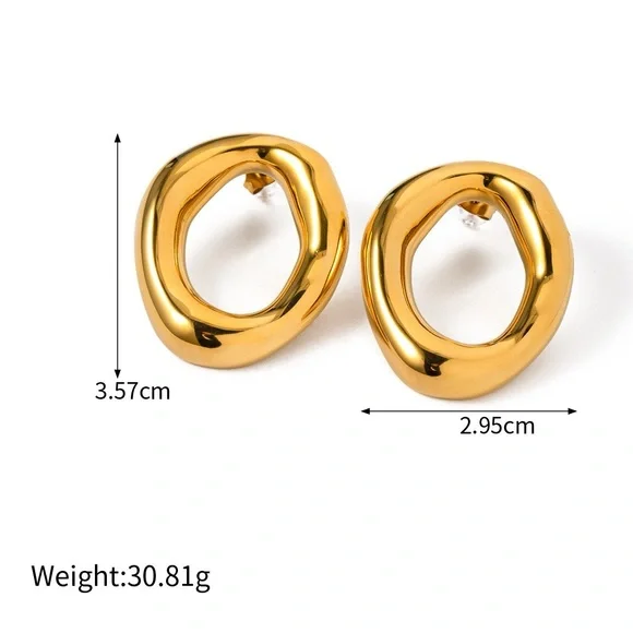 18K Gold Plated Circle Earrings*Minimalist Design*Geometric*Statement Earrings - Picture 8 of 8